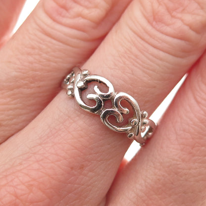 Charles Winston 925 Sterling Silver Vintage Heart Oxidized Ring Size 7.5