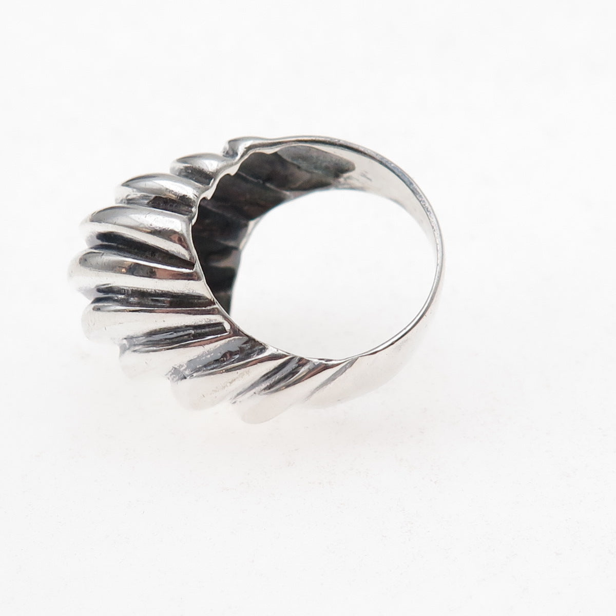 925 Sterling Silver Vintage Modernist Dome Oxidized Ring Size 6.5