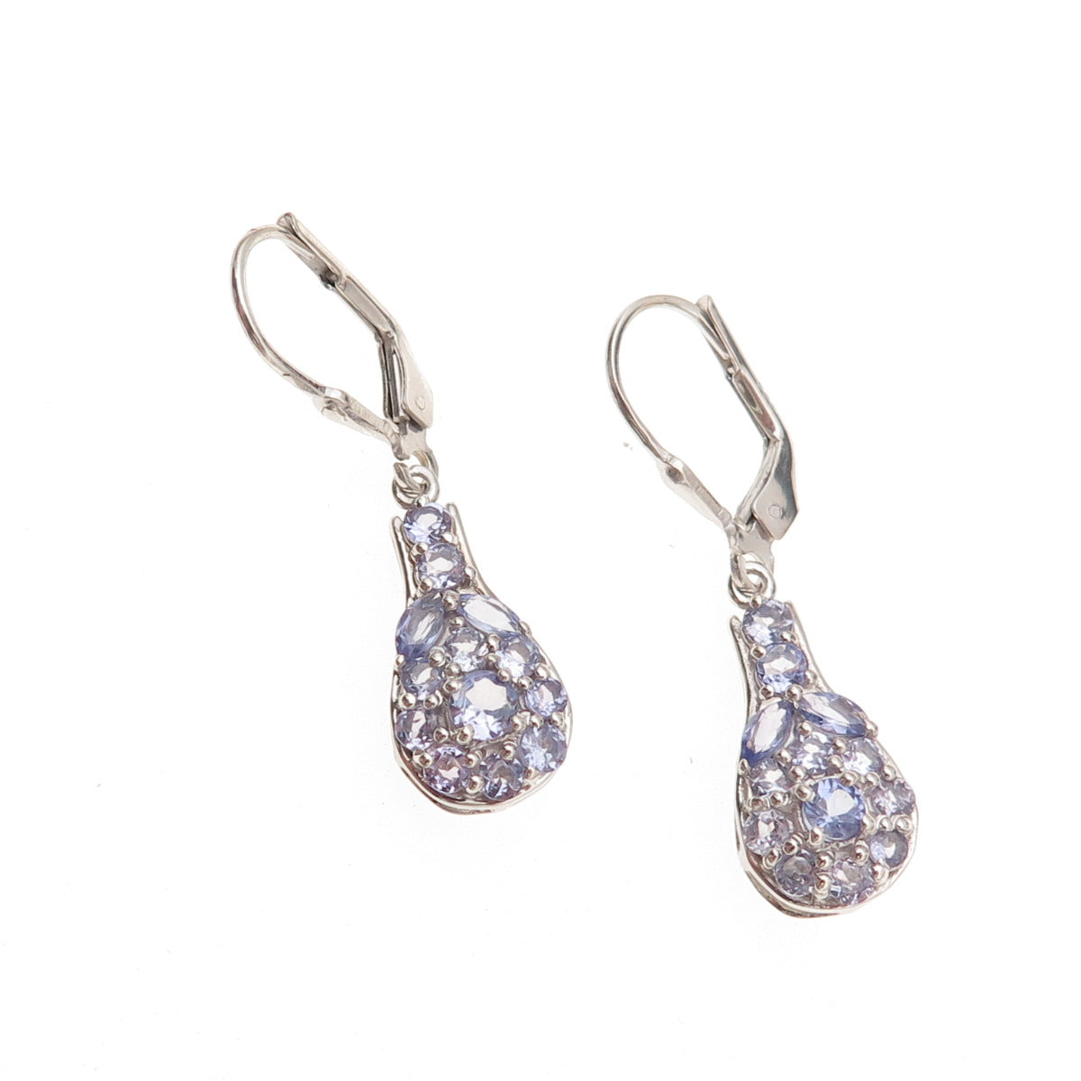 Chuck Clemency 925 Sterling Silver Real Tanzanite Teardrop Dangle Earrings
