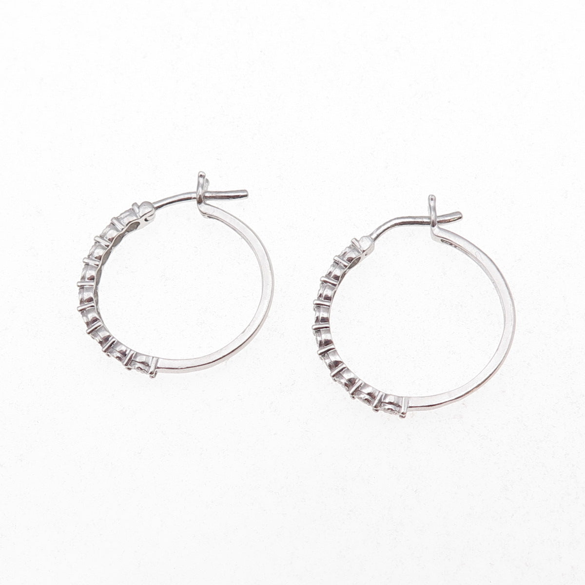 SK9 Allure Gems 925 Sterling Silver Real Round-Cut Diamond Hoop Earrings