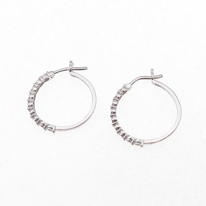 SK9 Allure Gems 925 Sterling Silver Real Round-Cut Diamond Hoop Earrings