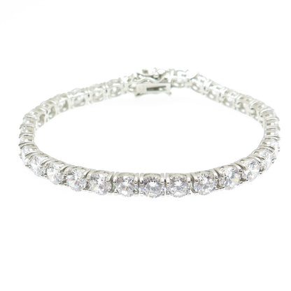 925 Sterling Silver Round-Cut Shaped C Z Sparkle Tennis Link Bracelet 6.75"