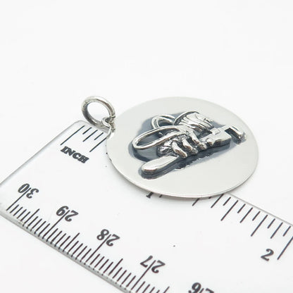 925 Sterling Silver Vintage Cartoon Bee Round Pendant
