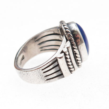 Old Pawn 925 Sterling Silver Vintage Southwestern Lapis Tribal Ring Size 7