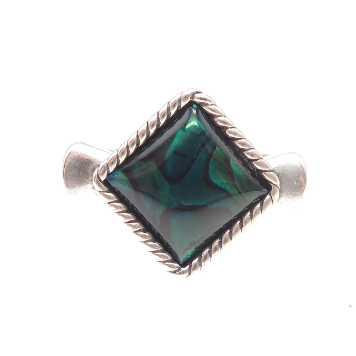 Carolyn Pollack 925 Sterling Silver Vintage Real Abalone Shell Ring Size 8.25