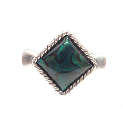 Carolyn Pollack 925 Sterling Silver Vintage Real Abalone Shell Ring Size 8.25