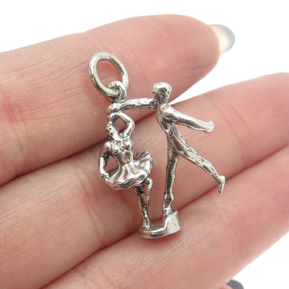 925 Sterling Silver Antique Art Deco Ballet Dancers 3D Charm Pendant