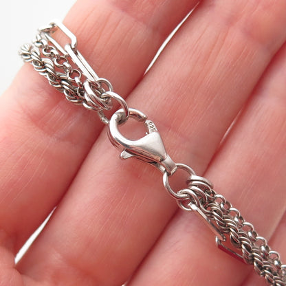 925 Sterling Silver Italy Multi-Chain Necklace 16"