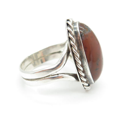 Old Pawn 925 Sterling Silver Vintage Southwestern Real Agate Tribal Ring Size 7
