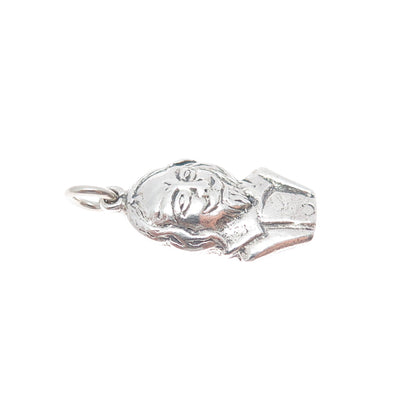 925 Sterling Silver Vintage William Shakespeare Minimalist Charm Pendant