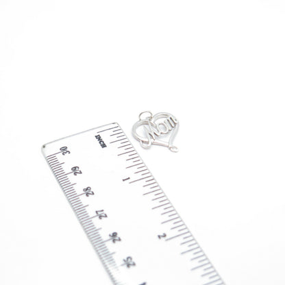 925 Sterling Silver "Mom" Love Heart Pendant