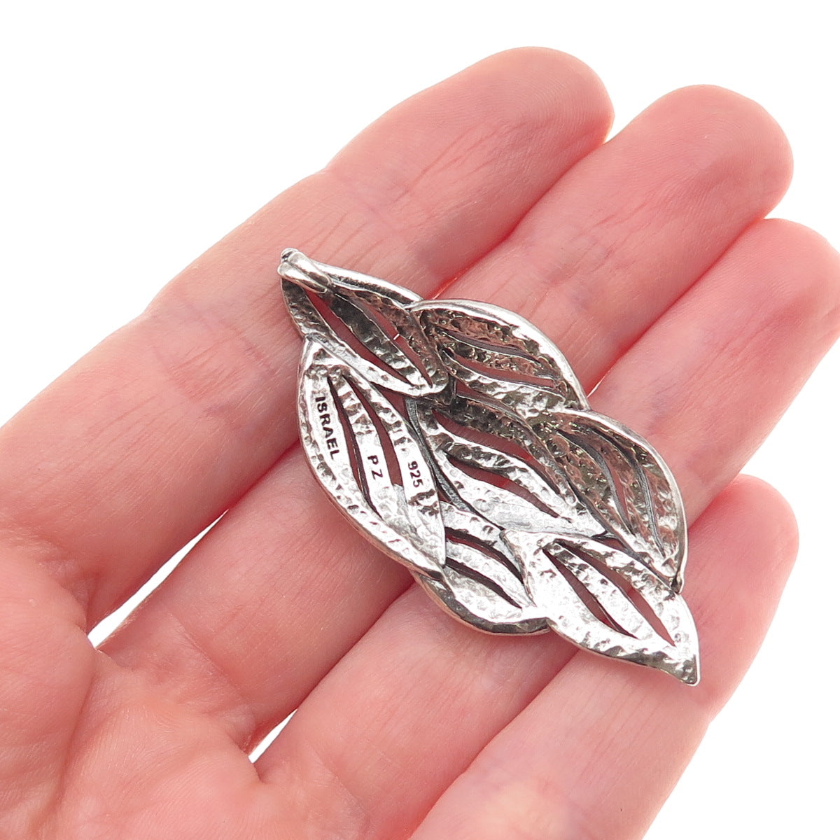 Or Paz PZ 925 Sterling Silver Vintage Israel Modernist Floral Slide Pendant
