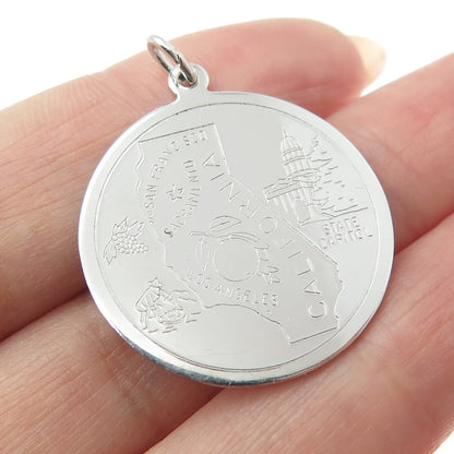 AUTOMADE 925 Sterling Silver Vintage California State Round Charm Pendant