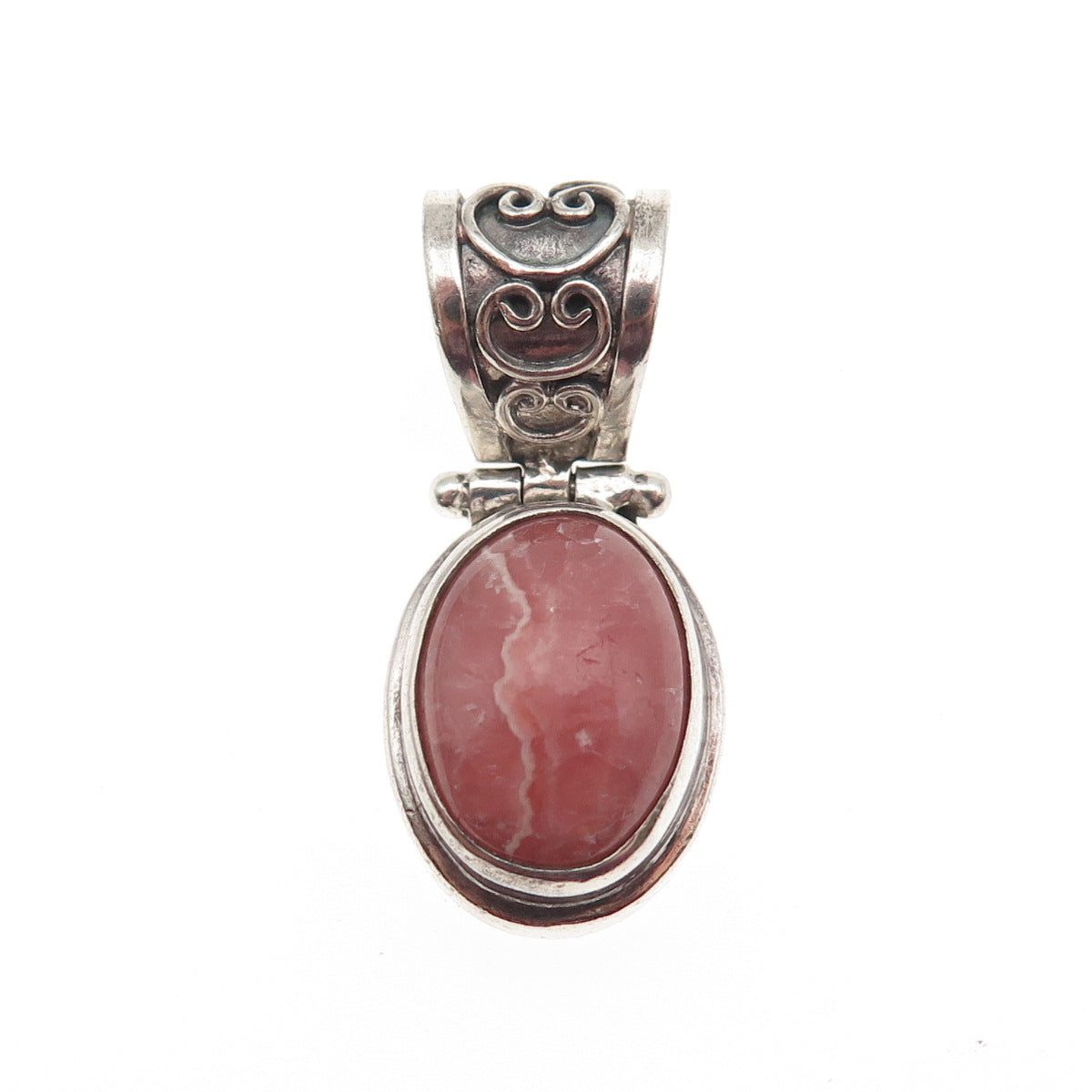 Sarda 925 Sterling Silver Vintage Real Cabochon Rhodonite Charm Pendant