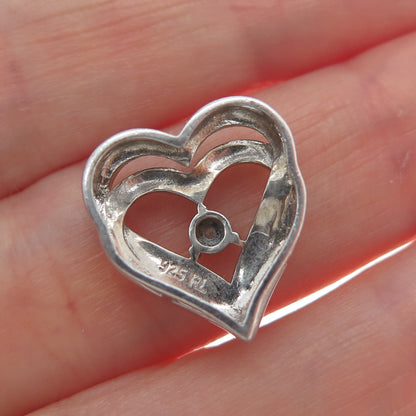 RL RICHLINE Sterling Silver Real Diamond Interlocked Heart Mini Slide Pendant
