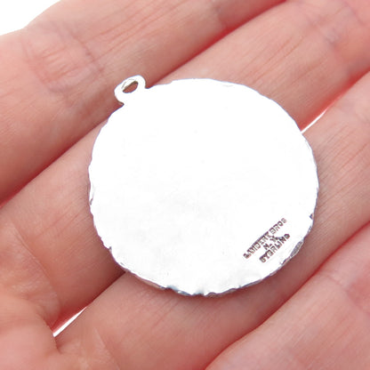 LAMBERT BROS. 925 Sterling Silver Antique Enamel Monogram Charm Pendant