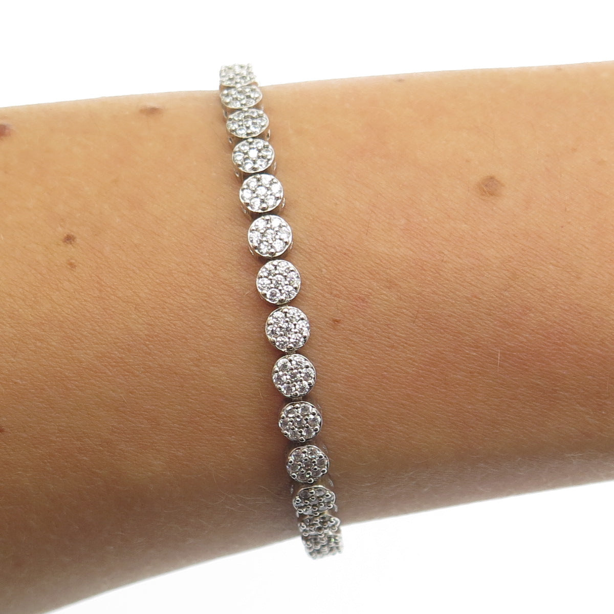 925 Sterling Silver Round-Cut C Z Tennis Link Bracelet 7"