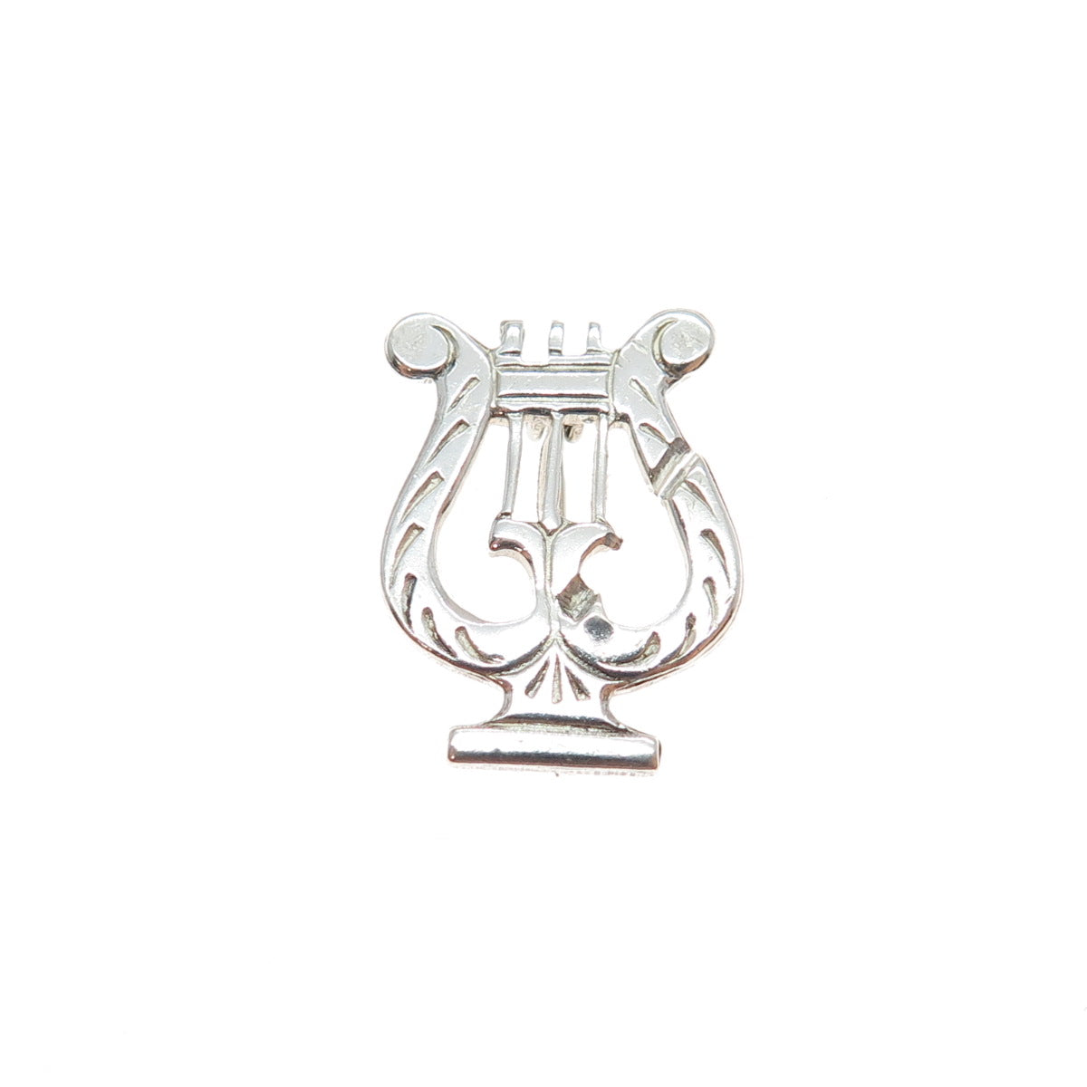 925 Sterling Silver Vintage Harp Music Instrument Mini Pin Brooch