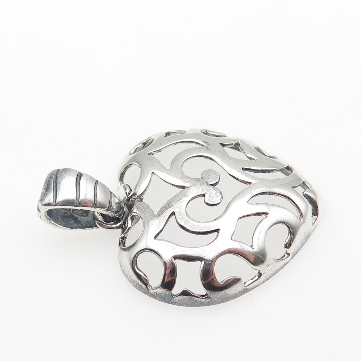 MILOR 925 Sterling Silver Vintage Italy Ornate Heart Oxidized Charm Pendant