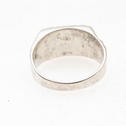 925 Sterling Silver Vintage Southwestern Turquoise Tribal Ring Size 8.5