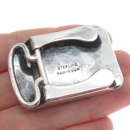 ALEX & CO. 925 Sterling Silver Antique Siam Niello Elephant Belt Buckle