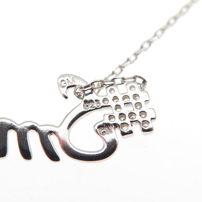 925 Sterling Silver Round-Cut C Z #Smile Cable Chain Necklace 16-18"