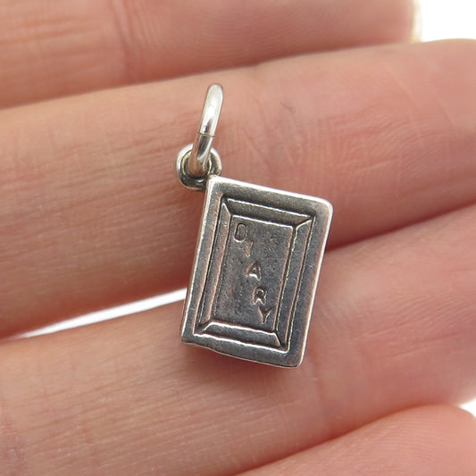 SUN WEST 925 Sterling Silver Vintage Diary Minimalist Charm Pendant