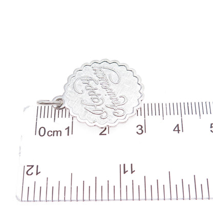 LAMODE 925 Sterling Silver Vintage Happy Anniversary Charm Pendant