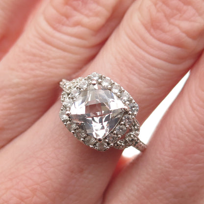 JH Young 925 Sterling Silver Real Diamond White Topaz Engagement Ring Size 7.25