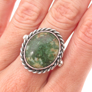 Old Pawn 925 Sterling Silver Vintage Royston Turquoise Tribal Ring Size 5.25