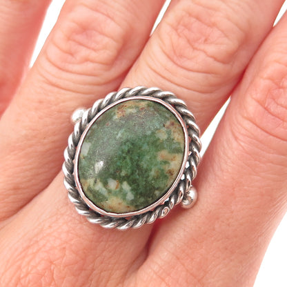 Old Pawn 925 Sterling Silver Vintage Royston Turquoise Tribal Ring Size 5.25