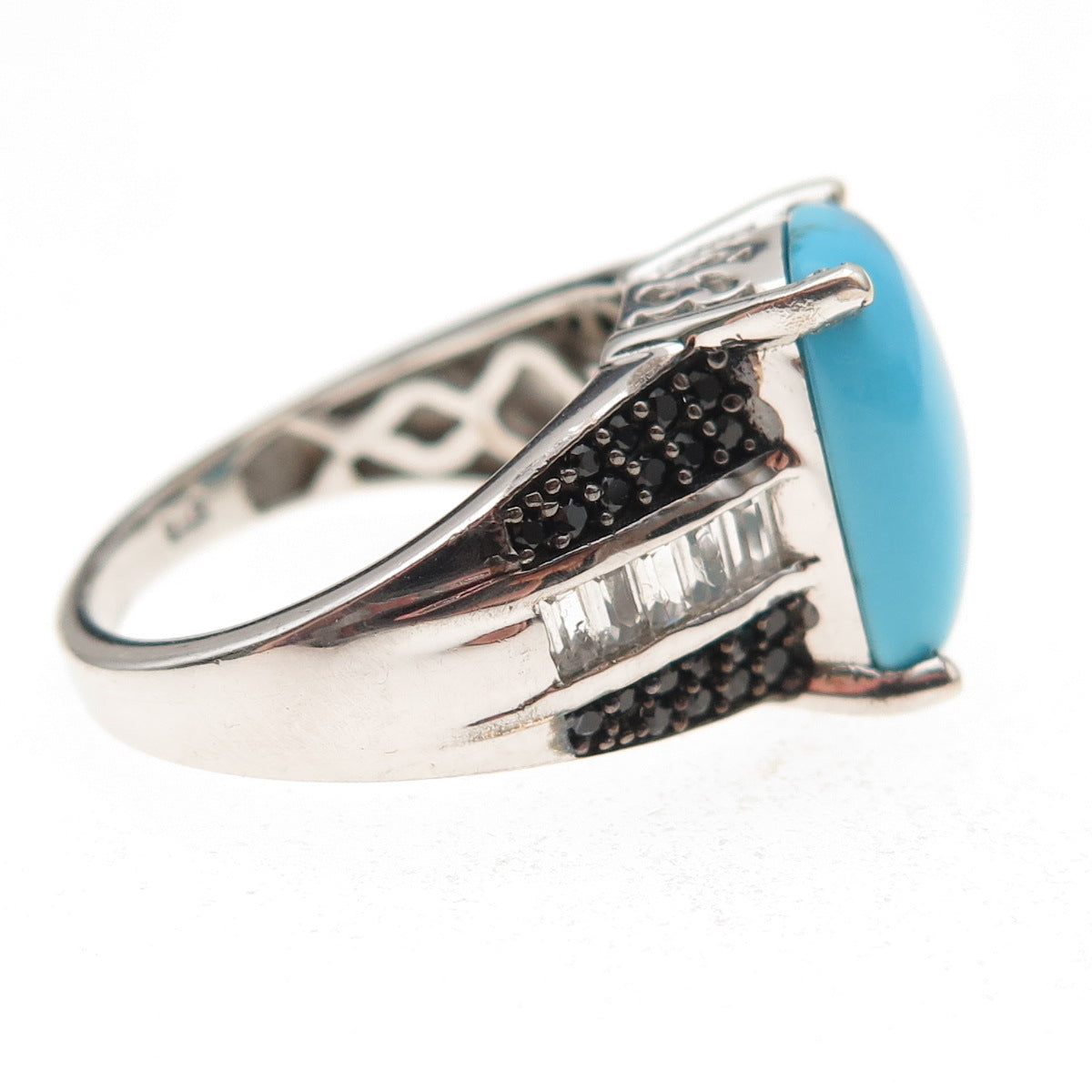 Chuck Clemency 925 Sterling Silver Real Turquoise Spinel & Topaz Ring Size 8.25