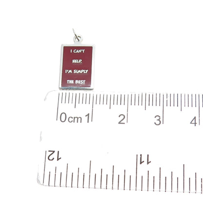 925 Sterling Silver Enamel I Can't Help I'm Simply The Best Minimalist Pendant