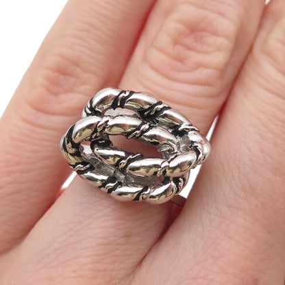 925 Sterling Silver Vintage Interlocked Circle Oxidized Ring Size 6.25