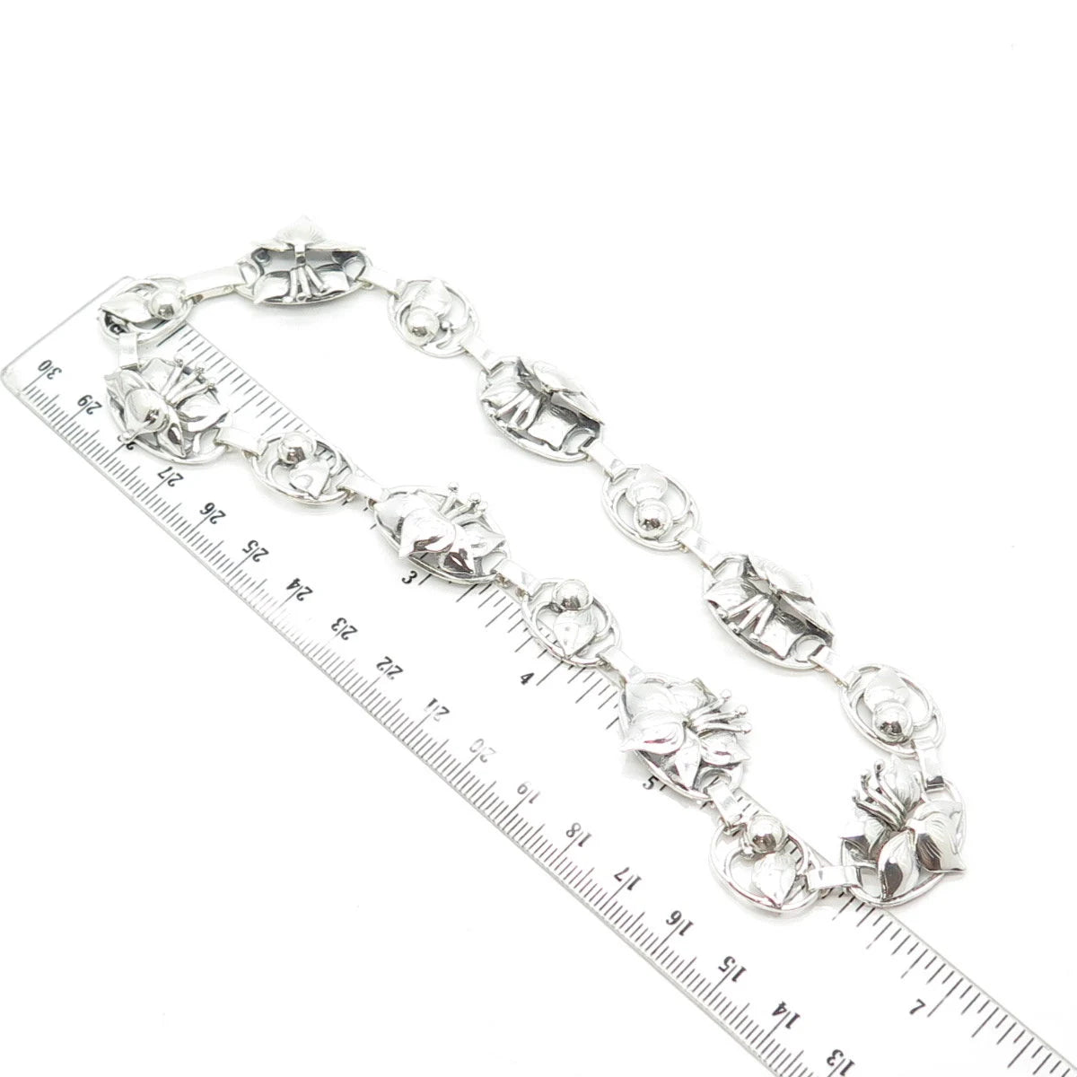 925 Sterling Silver Vintage Lily Floral Necklace 14"