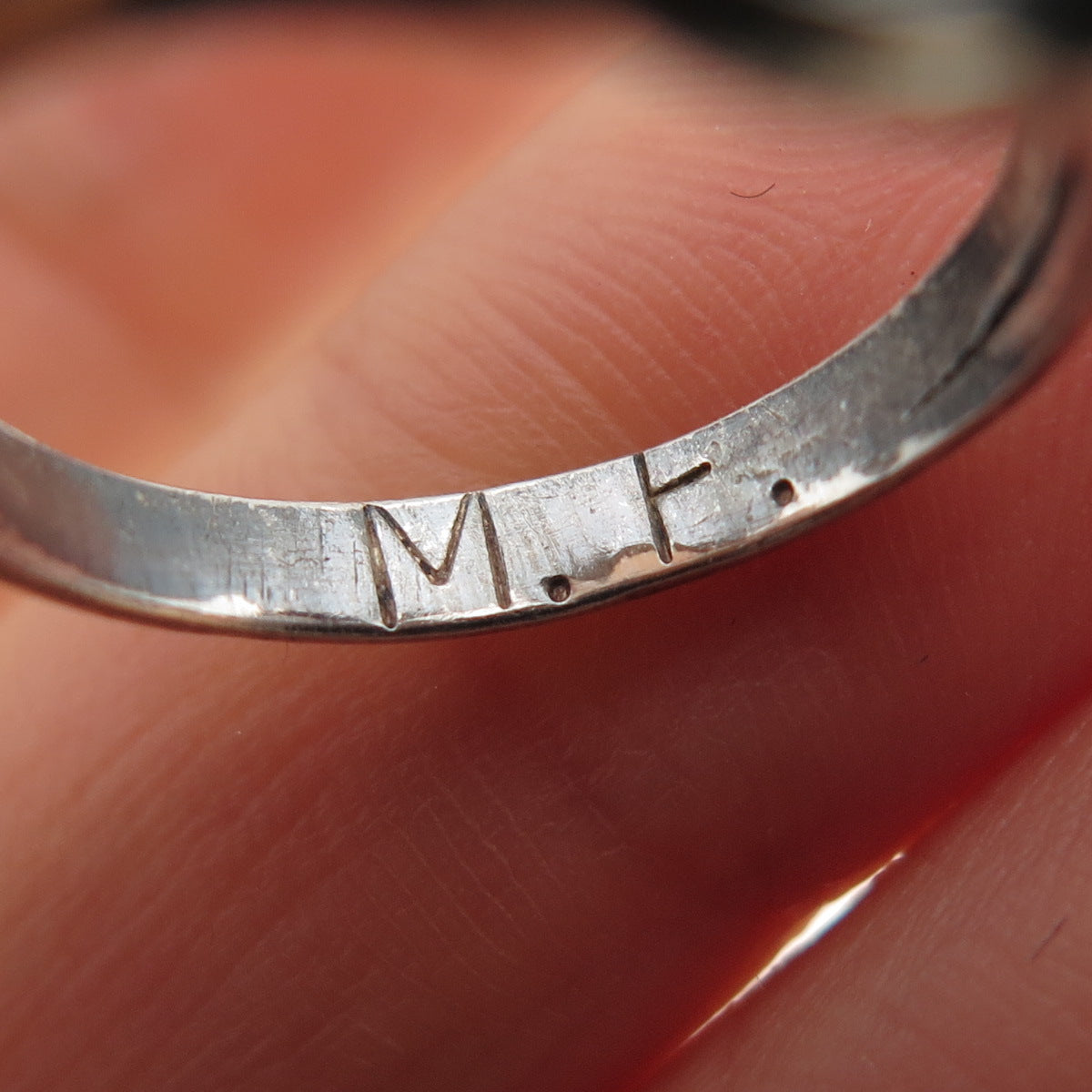 Old Pawn 925 Sterling Silver Vintage MF Artisan Turquoise Tribal Ring Size 6.25