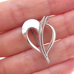 Kordes & Lichtenfels 835 Silver Vintage Modernist Heart Pin Brooch / Pendant