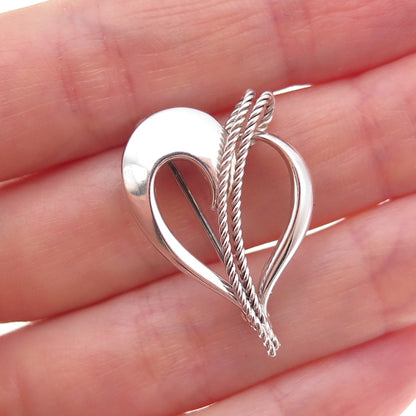 Kordes & Lichtenfels 835 Silver Vintage Modernist Heart Pin Brooch / Pendant