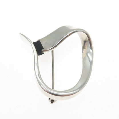 925 Sterling Silver Vintage Modernist Loop Pin Brooch