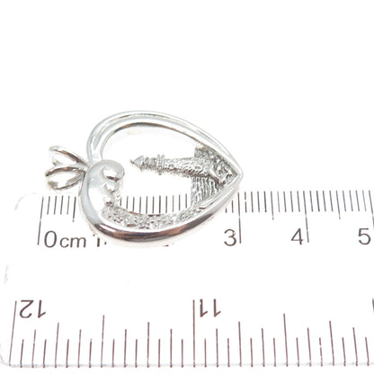 AD ASHTON DRAKE 925 Sterling Silver Real Diamond Beacon Of Hope Heart Pendant