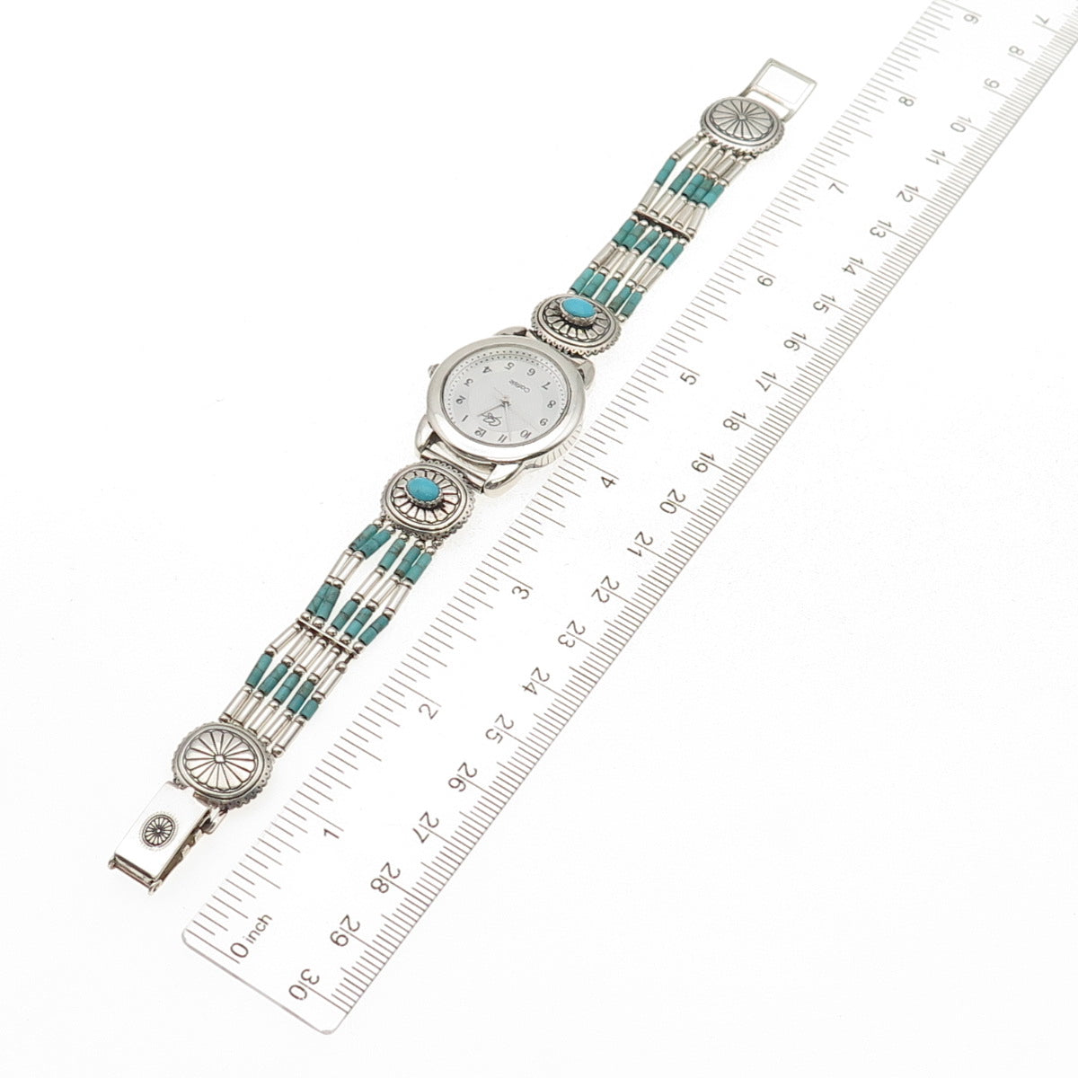 Carolyn Pollack Carlisle Quoc Turquoise Old Pawn Sterling Vintage Watch 7.25"