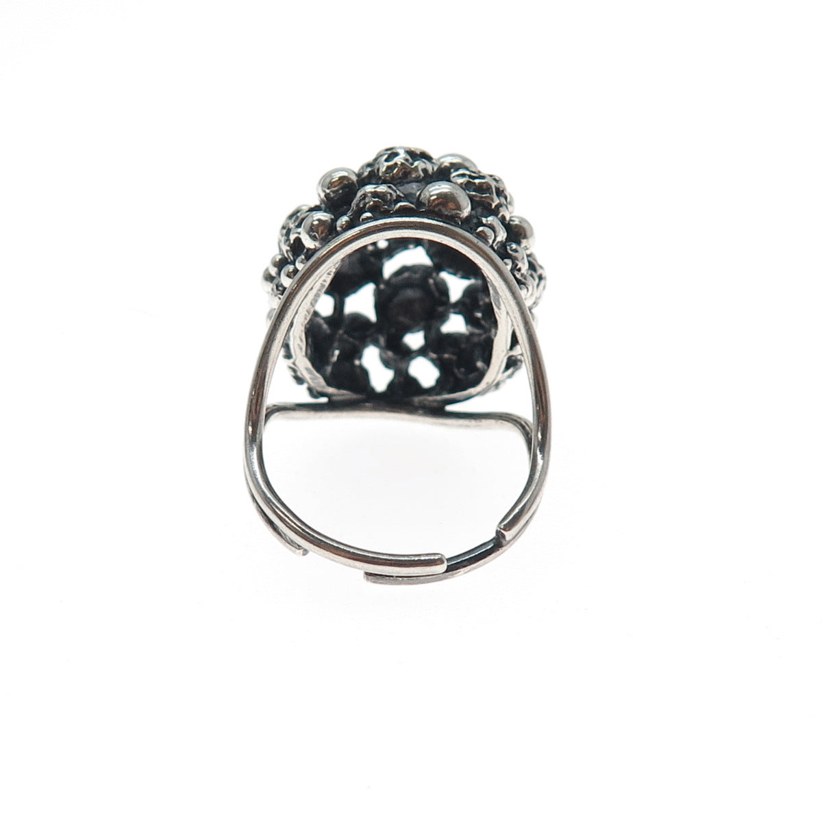 BEAU 925 Sterling Silver Antique Beaded Oxidized Adjustable Ring Size 6.75