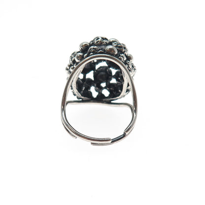 BEAU 925 Sterling Silver Antique Beaded Oxidized Adjustable Ring Size 6.75