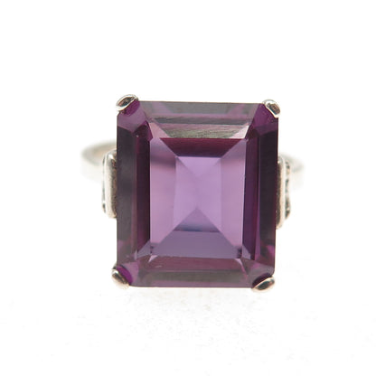 Chateau D’Argent Sterling Vintage Lab-Created Peacock Sapphire Ring Size 8.75