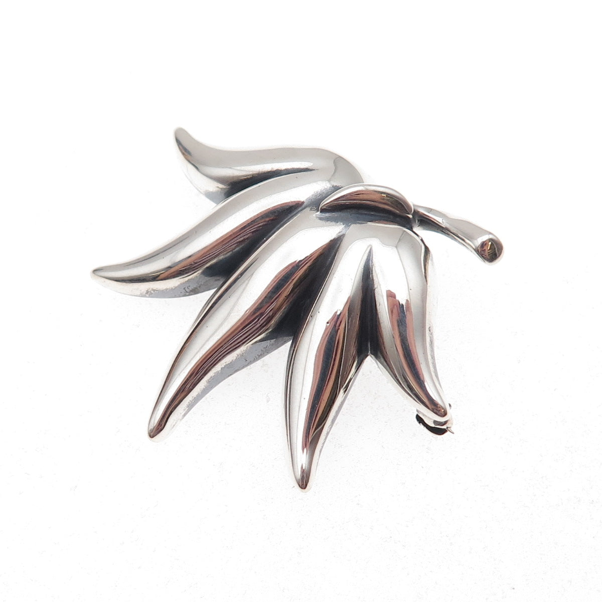 925 Sterling Silver Vintage 1985 Modernist Floral Pin Brooch