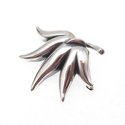 925 Sterling Silver Vintage 1985 Modernist Floral Pin Brooch