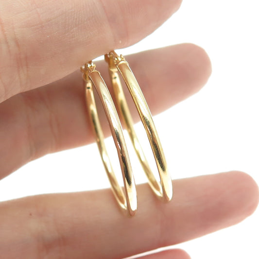 925 Sterling Silver Gold Plated Tube Hoop Earrings