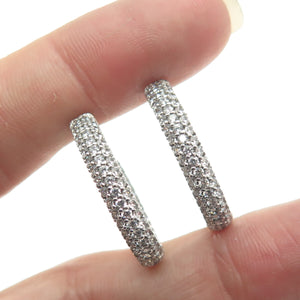 925 Sterling Silver Round-Cut C Z In & Out Hoop Earrings