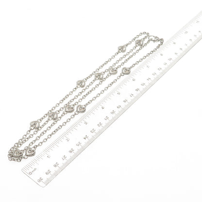 JUDITH RIPKA 925 Sterling Silver C Z Heart By The Yard Cable Chain Necklace 36"