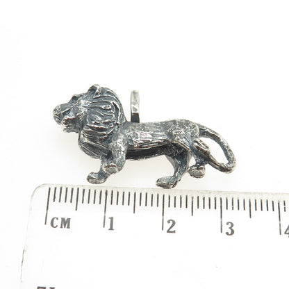 925 Sterling Silver Vintage Lion 3D Pendant